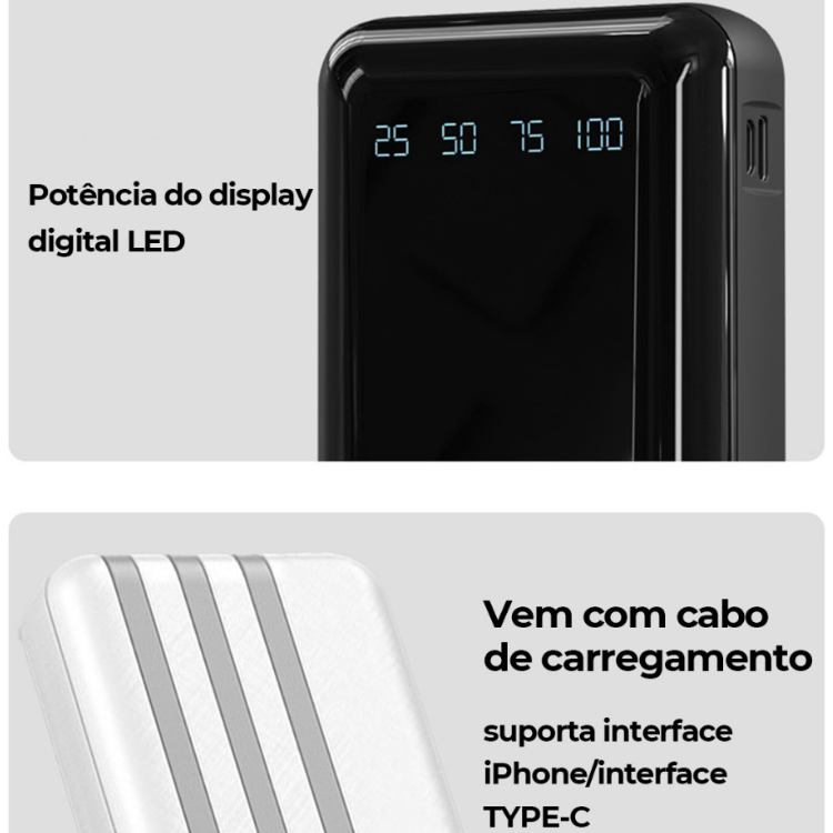 Carregador Turbo Portátil 4 em 1 - Power Bank 20.000mah